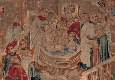 Geschichte von St. Piat und St. Eleuthère, Szene 6 Detail Mitte. Taufszene von Unknown artist