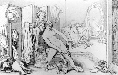 Illustration von Casanova und einer nackten Frau - in „Geschichte meines Lebens“ von Casanova. Brüssel 1872. von Unknown artist