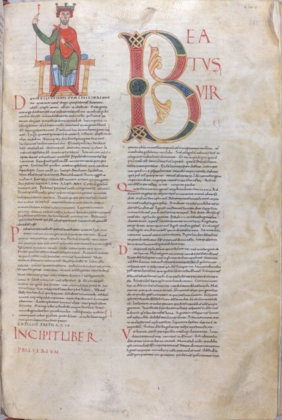Incipit Davide, Beatus; Initiale der Psalmen, XI Jahrhundert von Unknown artist