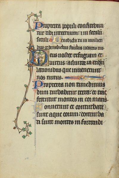 Initiale D: Ein Mann umarmt Christus am Kreuz von Unknown artist