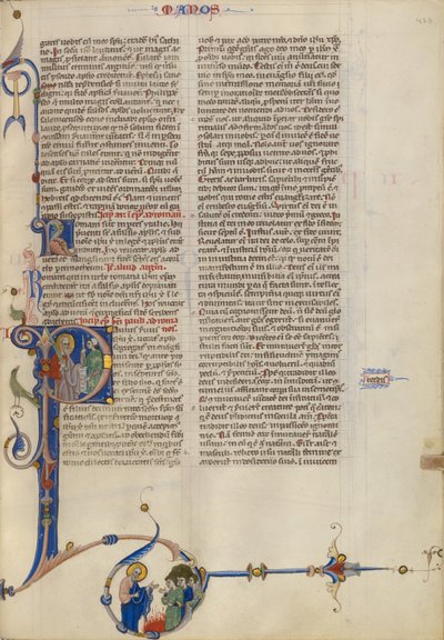Initiale P: Paulus übergibt einem Mann eine Schriftrolle von Unknown artist