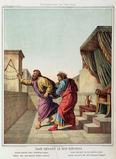 Jesaja vor König Hiskia in „Heilige Geschichte“, Hrsg. Hachette von Unknown artist