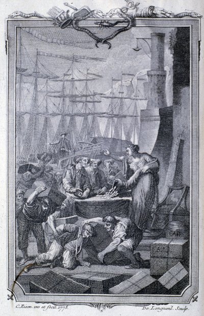 Der Handel mit den Kolonien (einschließlich Kaffee) - in „Philosophische und politische Betrachtungen über die Einrichtungen und den Handel der Europäer mit den beiden Indien“ von G.T. Raynal, ed. Pellet, Genf von Unknown artist