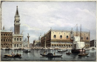 Die Mole vom Kanal aus gesehen - in „Album der Hauptansichten von Venedig“, ill. von Marco Moro, hrsg. von Gio Brizeghel, um 1840 von Unknown artist