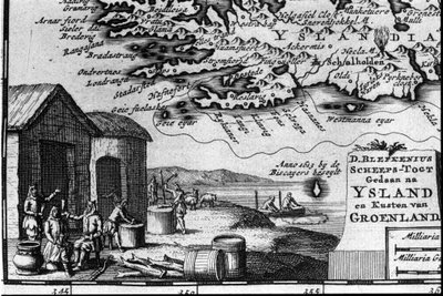 Karte von Island und Darstellung seiner Bewohner - in „Karte der modernen Reiserouten und Reisen“ von Unknown artist