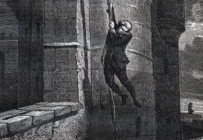 Masers De Latude flieht aus der Bastille - Flucht aus der Bastille von Jean Henry, genannt Danry, genannt Masers de Latude (1725-1805) - Gravur in „Dictionnaire populaire illustrious“ - 1864 - von Joseph Decembre und Edmond Allonier - von Unknown artist