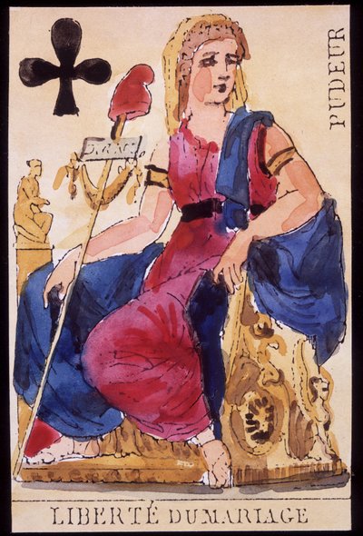 Bescheidenheit: „Freiheit der Ehe“ - Revolutionäre Spielkarte von Unknown artist