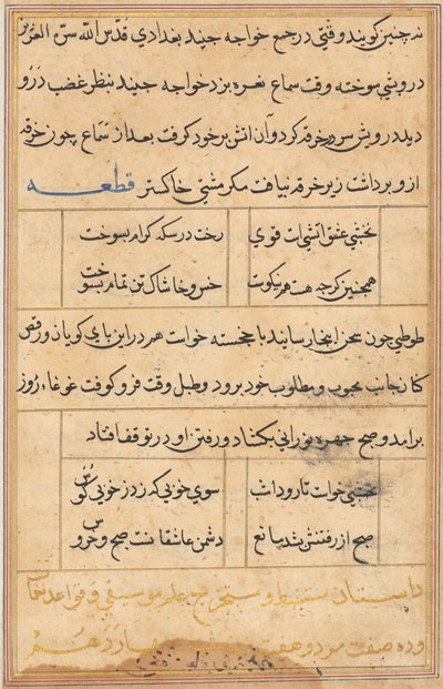 Seite aus Geschichten eines Papageis (Tuti-nama): Textseite von Unknown artist