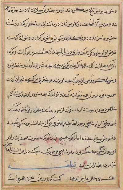 Seite aus Geschichten eines Papageis (Tuti-nama): Textseite von Unknown artist