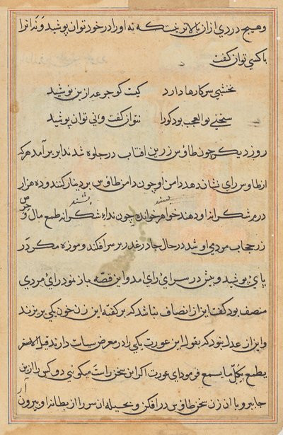 Seite aus Geschichten eines Papageis (Tuti-nama): Textseite von Unknown artist