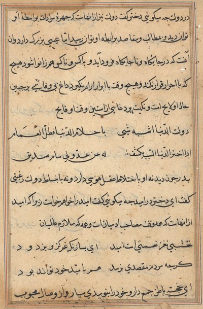 Seite aus Geschichten eines Papageis (Tuti-nama): Textseite von Unknown artist