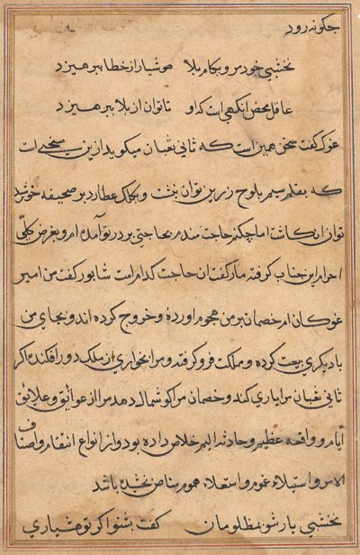Seite aus Geschichten eines Papageis (Tuti-nama): Textseite von Unknown artist