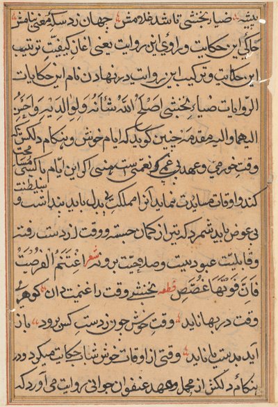 Seite aus Geschichten eines Papageis (Tuti-nama): Textseite von Unknown artist