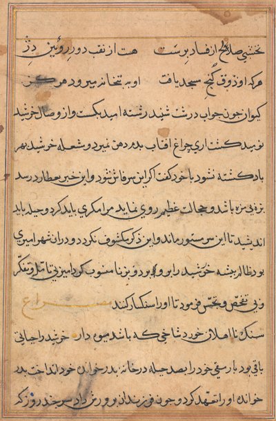 Seite aus Geschichten eines Papageis (Tuti-nama): Textseite von Unknown artist