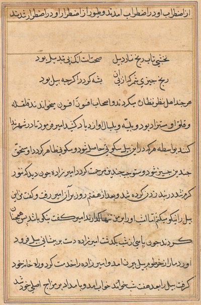 Seite aus Geschichten eines Papageis (Tuti-nama): Textseite von Unknown artist