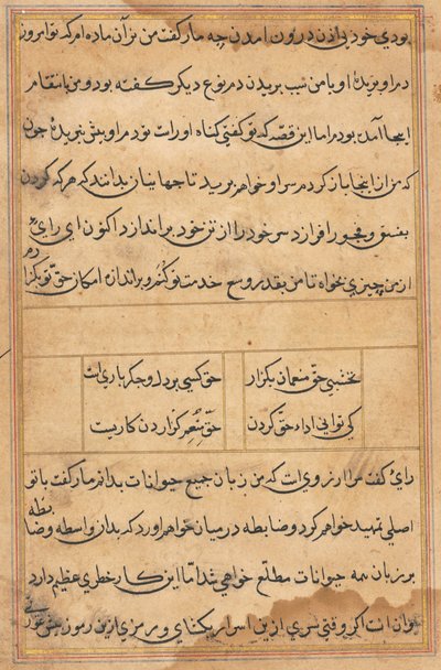 Seite aus Geschichten eines Papageis (Tuti-nama): Textseite von Unknown artist