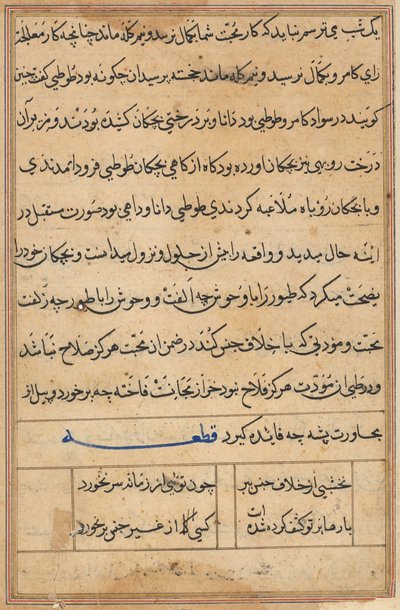 Seite aus Geschichten des Papageis (Tuti-nama): Textseite von Unknown artist