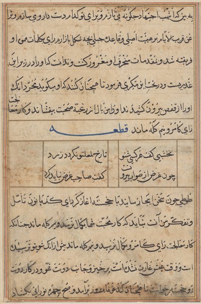 Seite aus Geschichten eines Papageis (Tuti-nama): Textseite von Unknown artist
