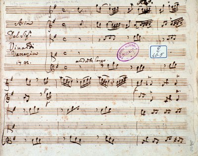 Seite der Partitur von Estinguere vorrei Arie in der Oper Griselda von Antonio Vivaldi von Unknown artist