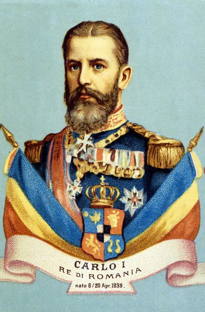 Porträt von Karl I. (Carol I) (1839-1914), König von Rumänien. Chromolithografie des 19. Jahrhunderts von Unknown artist