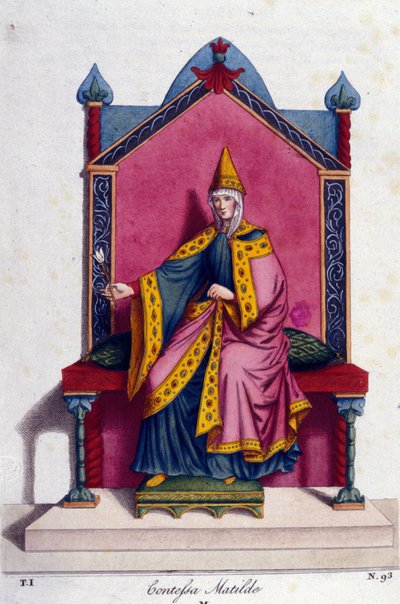 Porträt der Gräfin Mathilde von Canossa (oder Gräfin Mathilde von Toskana) (1046 - 1115). Gravur aus dem 19. Jahrhundert. von Unknown artist
