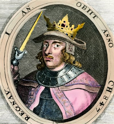 Porträt von Erik I. Eigod, König von Dänemark. Gravur des 18. Jahrhunderts von Unknown artist