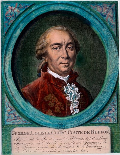 Porträt von George Louis Le Clerc, Graf von Buffon (1707-1788), französischer Naturforscher und Schriftsteller. Gravur des 18. Jahrhunderts. Private Sammlung von Unknown artist