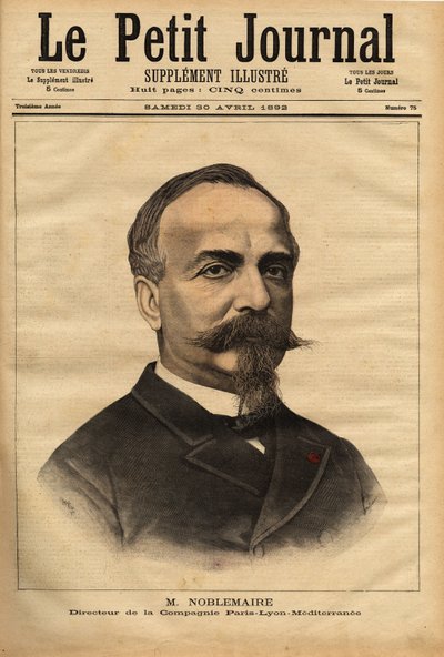 Porträt von Gustave Noblemaire (1832-1924), der nach erfolgreicher Überwachung des Baus der Eisenbahnlinie Alger-Oran bis 1869 nach Paris zurückkehrte, um die Leitung der Paris Lyon Mediterranee Gesellschaft zu übernehmen, eine Position, die er 26 Jahre la von Unknown artist