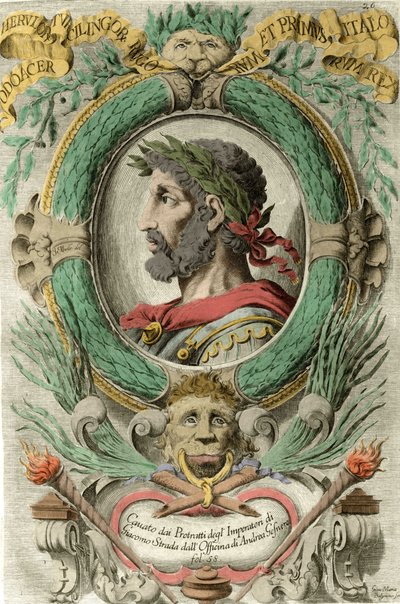 Porträt von Odoaker (Odovacar), Anführer der Heruler, Verbündeter der Hunnen und Minister von Attila (435-493). Gravur des 18. Jahrhunderts. von Unknown artist
