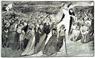 Prozession während der Wallfahrt in Lourdes, Allegorie von Theophile Alexandre Steinlen (1859 - 1923) illustriert "Lourdes" von Emile Zola (1840-1902) aus "Gil Blas illustrious" von Unknown artist