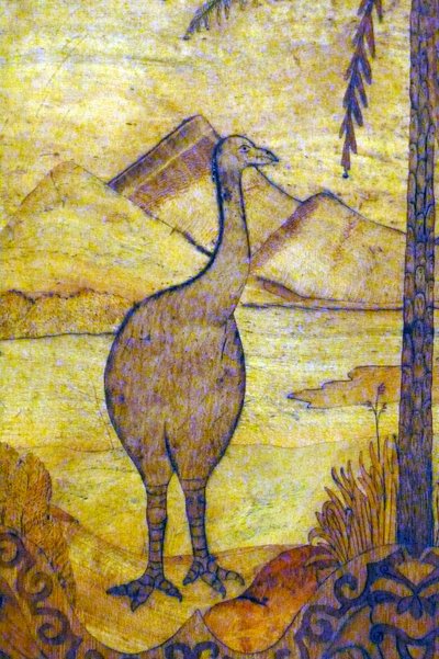 Darstellung eines Moa aus Neuseeland, ausgestorbene Rasse eines riesigen flugunfähigen Vogels. 18. Jahrhundert von Unknown artist