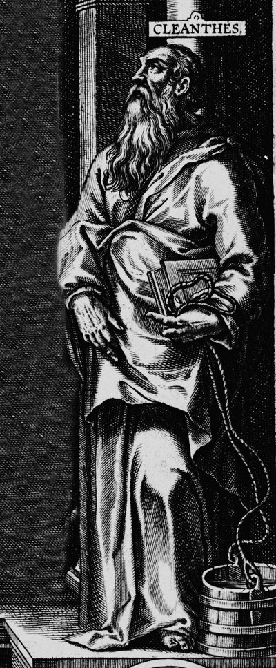 Darstellung des griechischen Philosophen Stoiker Kleanthes. Gravur aus dem Frontispiz von „Philosophical Works“ von Seneca von Unknown artist