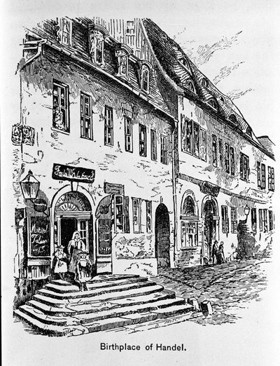 Darstellung des Hauses, in dem Georg Friedrich Händel geboren wurde. von Unknown artist