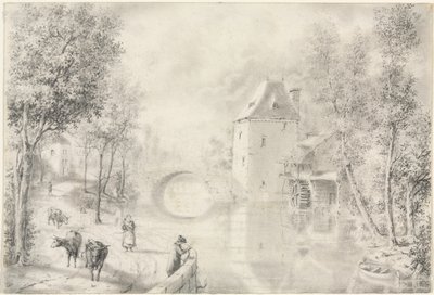 Straße bei der alten Brücke von Unknown artist