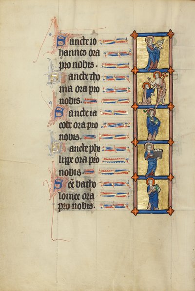 Johannes der Evangelist mit dem vergifteten Kelch; Der ungläubige Thomas; Heiliger Jakobus mit einem Buch und dem vergifteten Knüppel; Heiliger Philippus mit einem Brotkorb; Heiliger Bartholomäus mit einem Buch von Unknown artist