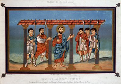 Der heilige Paulus verkündet das Evangelium - aus einer Bibel für König Karl den Kahlen in der Abtei Saint Martin von Tours, 9. Jahrhundert von Unknown artist