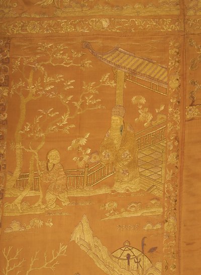 Satin, bestickt. In Form eines großen Wandbehangs von Unknown artist