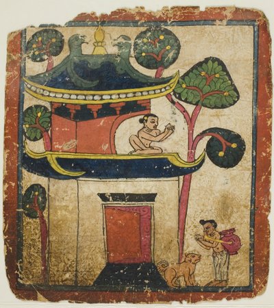 Szene aus der Geschichte von Buddha Ushnisha, aus einem Satz von Initiationskarten (Tsakali) von Unknown artist