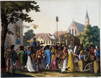 Szene eines Spaziergangs im 18. Jahrhundert - Gravur von Unknown artist