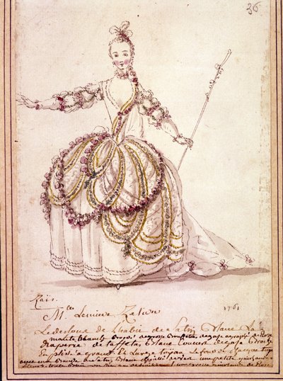 Szenografie: Kostümzeichnung für die Pastorale „Zais“ von Jean-Philippe Rameau (1683-1764) 1761. Aquarell von Unknown artist