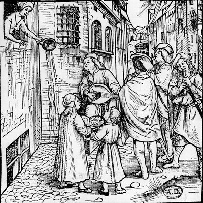 Studentenserenade (Musiker), Basel, um 1500 - Gravur, Bibl. von Unknown artist