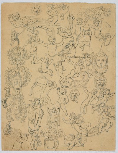 Blatt mit Putti und Studien nach der Antike von Unknown artist