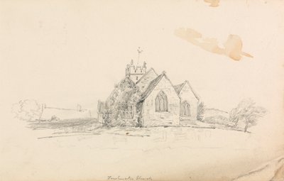 Skizze einer kleinen ländlichen Kirche; Skizze eines Schiffes von Unknown artist