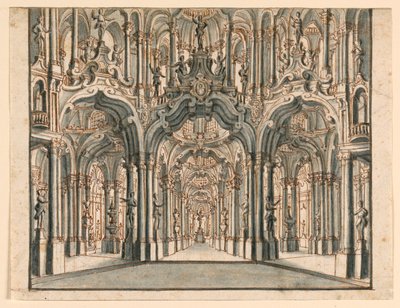 Bühnenbild, Arkaden-Palastsaal von Unknown artist