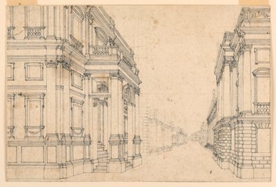 Bühnenbild: Stadtstraße mit Palästen von Unknown artist