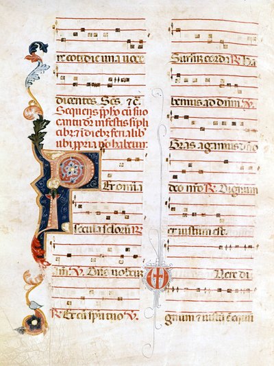 Sursum Corda, Beispiel der Notation des 14. Jahrhunderts („P“). von Unknown artist