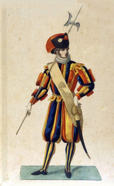Schweizergarde der Vatikanstadt in kleiner Uniform. von Unknown artist
