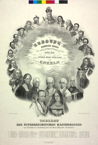 Tafel der österreichischen Kaiserfamilie von Rudolf von Habsburg von Unknown artist