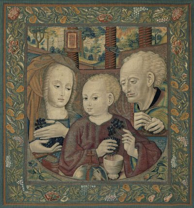 Die Heilige Familie mit dem Jesuskind, das den Wein der Eucharistie presst von Unknown artist