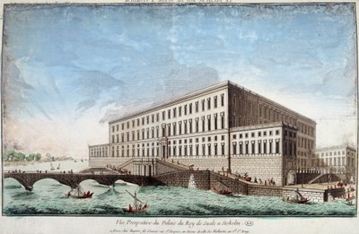 Der Palast des Königs von Schweden in Stockholm - Gravur von Unknown artist